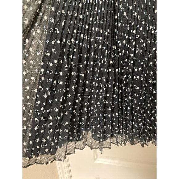 Talbots Petites Navy Blue Polka Dot Accordion Pleated Skirt - Sz 10P - Picture 2 of 4